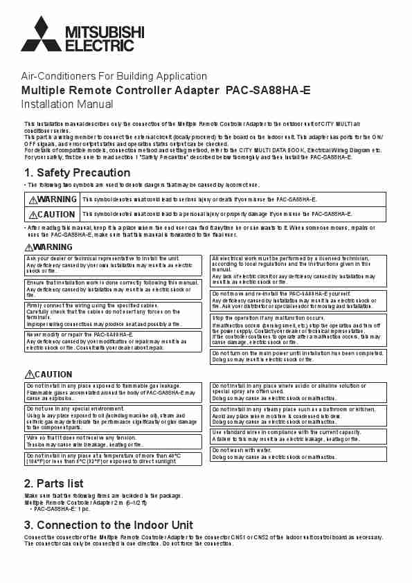 MITSUBISHI ELECTRIC PAC-SA88HA-E-page_pdf